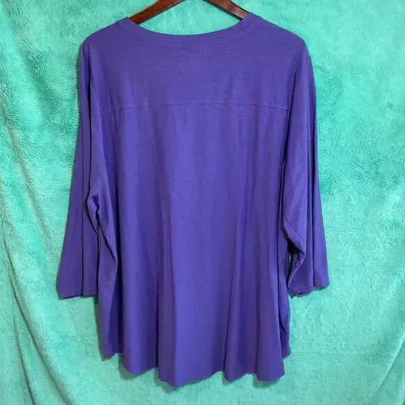 Westbound Woman Three Quarter Sleeve Tee Purple 3XL - Picture 4 of 4
